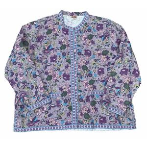 Womens Jacket Floral TUDOR COURT Lavender Purple NERU COLLAR Made in INDIA SZ 4X